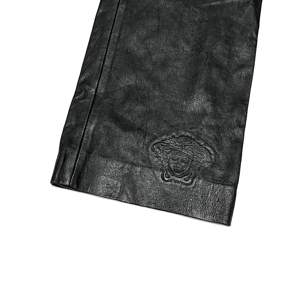 [ бесплатная доставка ] очень редкий Италия производства 90s VERSACE JEANS COUTURE кожаный салон ntsuvintage б/у одежда mete.-sa Old school 