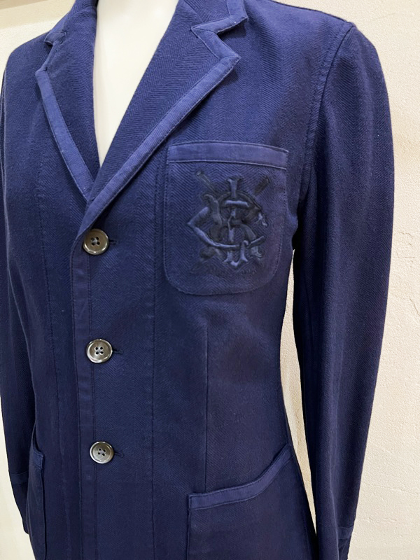 B85★RALPH LAUREN/ラルフローレン スクール ジャケット ブレザー ヘリンボーン シングルジャケット レディース ネイビー サイズ９★_画像4