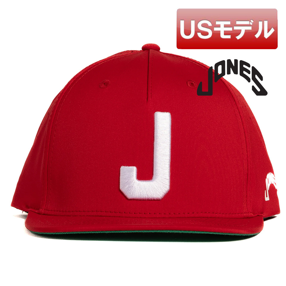 (USモデル)ジョーンズ ブロック J スナップバックキャップ レッド ゴルフ用帽子 JONES GOLF フリーサイズ