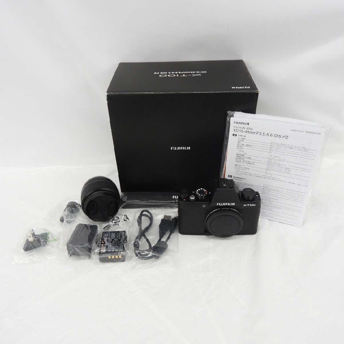 【美品】FUJIFILM 富士フイルム ミラーレス一眼レフカメラ FUJIFILM X-T100 レンズキット(15-45ｍｍ) ブラック 11675332 1001