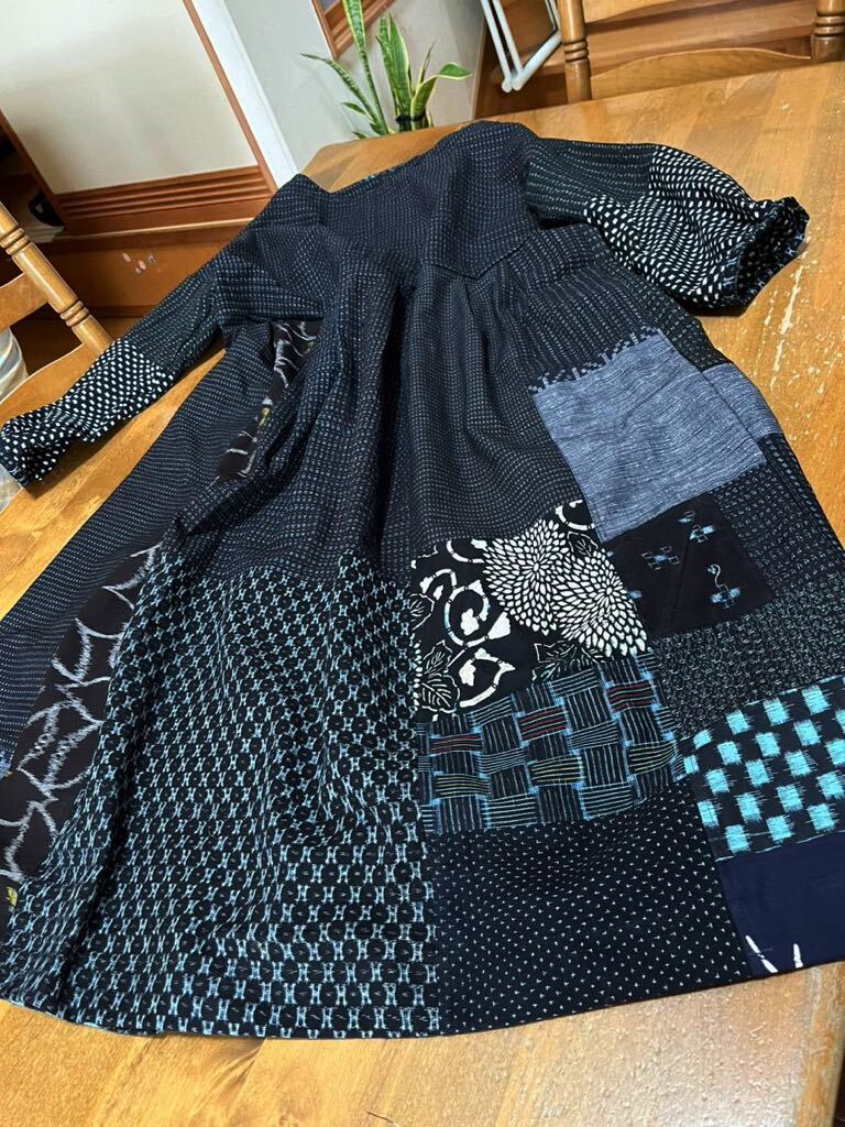 手作り◇古布書生絣と型染め、絵絣、雪ん子等の素敵なチュニック 手作り◇古布書生絣と型染め、絵絣、雪ん子等の素敵なチュニック