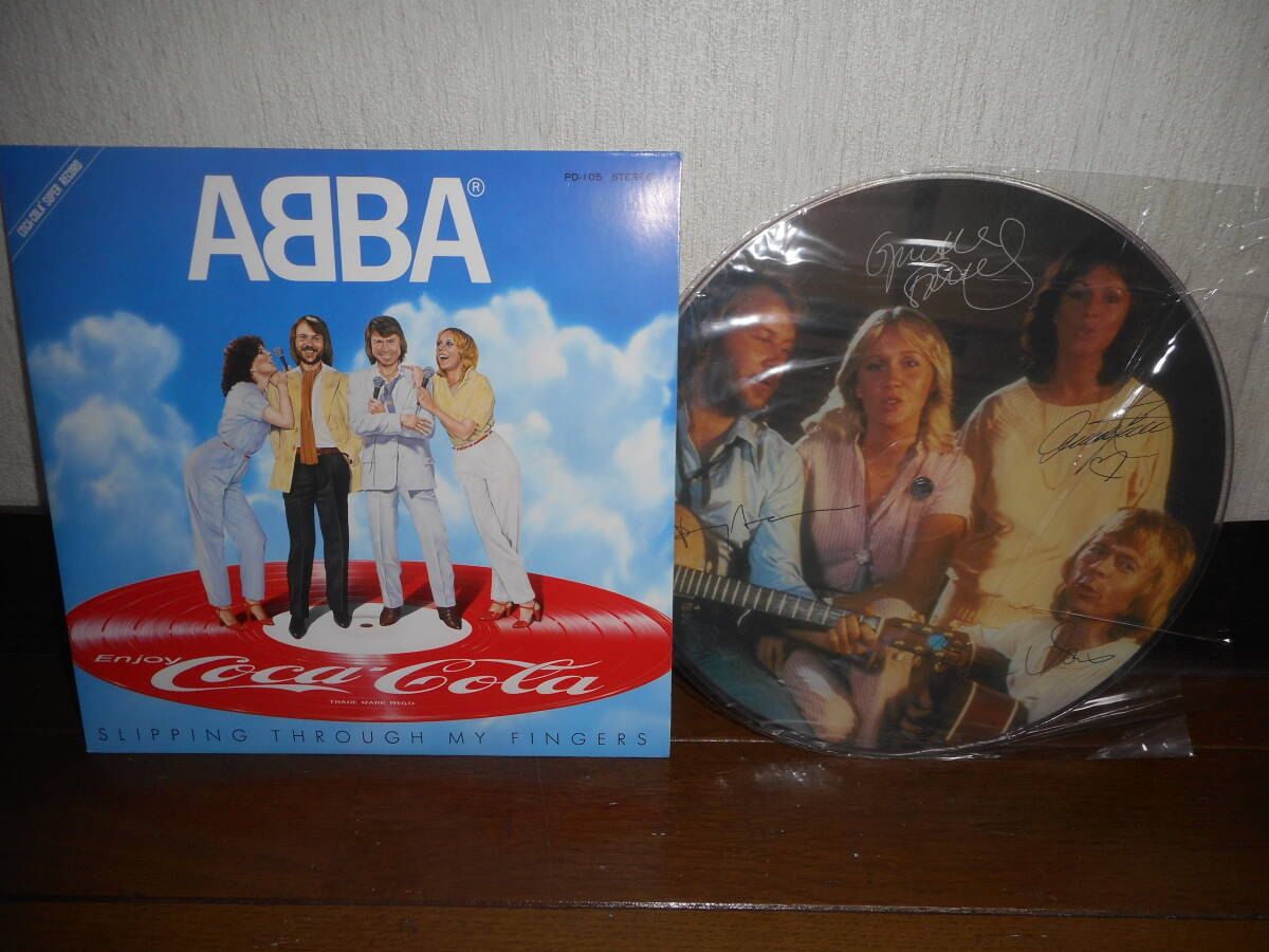 EPシングル☆アバ(ABBA)/SLIPPING THROUGH MY FINGERS☆洋楽/ポップスPOPS☆コカ・コーラ販促品/非売品☆ピクチャーレコード！
