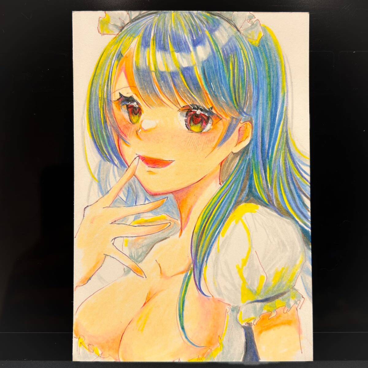 手描きイラスト 創作 オリジナル 色鉛筆 女の子 少女 メイド 手描きイラスト 創作 オリジナル 色鉛筆 女の子 少女 メイド