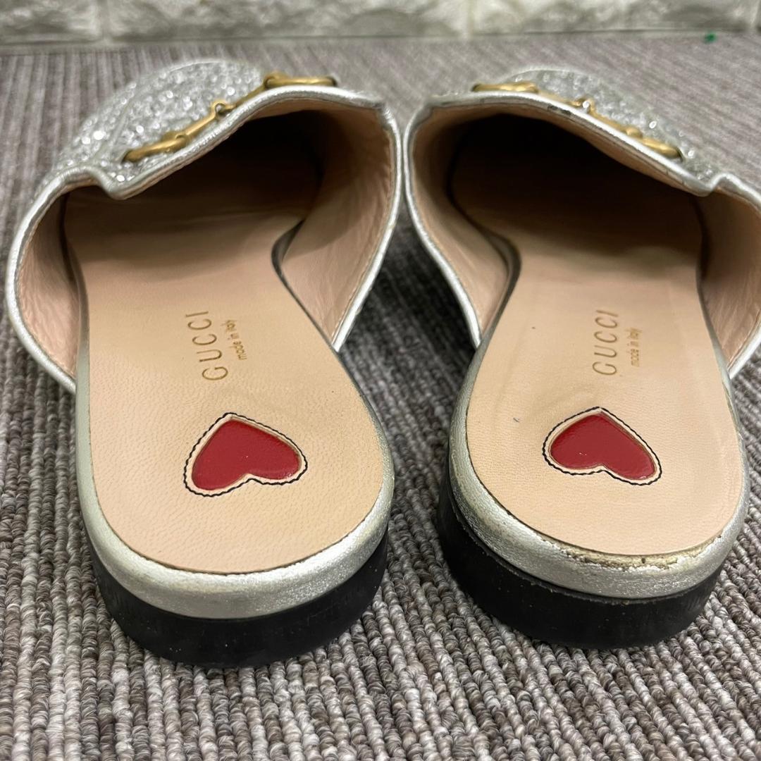 GUCCI グッチ プリンスタウン グリッター サンダル シルバー