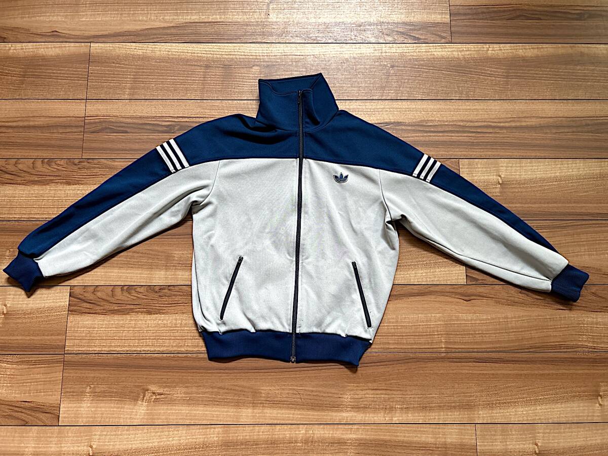 adidas◇西ドイツ製/ジャージ/4/コットン/BLU/無地/ATS-44F 不完全 adidas◇西ドイツ製/ジャージ/4/コットン/BLU/無地/ATS-44F 不完全