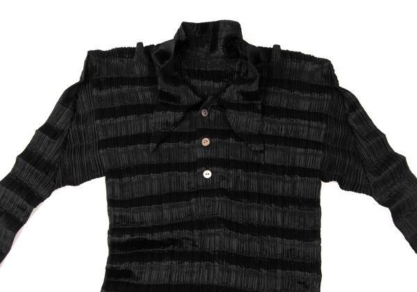 イッセイミヤケISSEY MIYAKE 立體プリーツプルオーバーシャツ 黒M