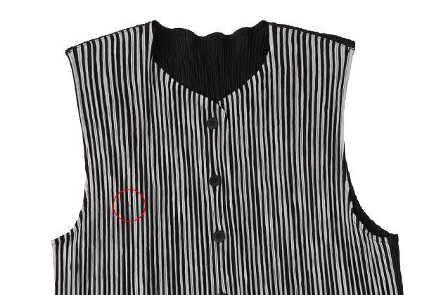 イッセイミヤケISSEY MIYAKE バイカラーストライププリーツベスト 黒白M位