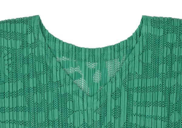  pleat pulley zPLEATS PLEASE total pattern mesh pleat no sleeve tops green 3