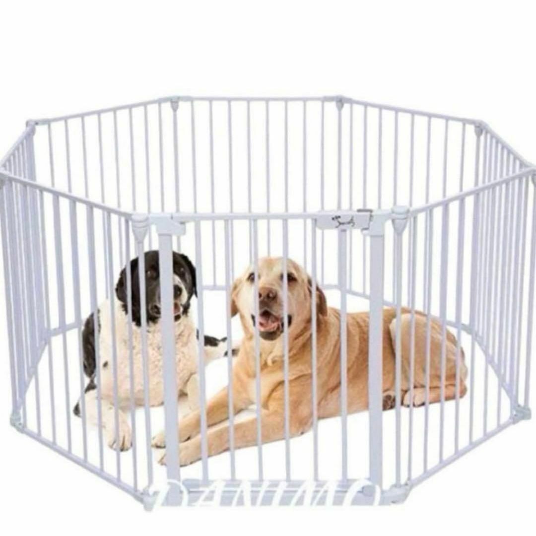 犬 サークル 大型犬 中型犬用 ペットフェンス サイズ調整可能　ロック機能付き　折りたたみ可　白