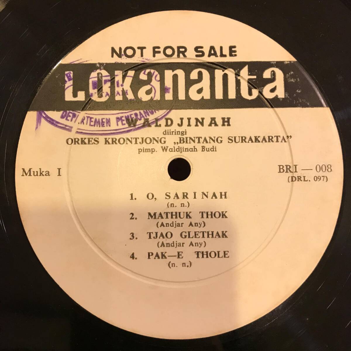 LP Indonesia「 Waldjinah 」インドネシア Tropical Island Jazzy Kerontjong 70's 幻稀少Promo盤 国宝的歌手 ソロ