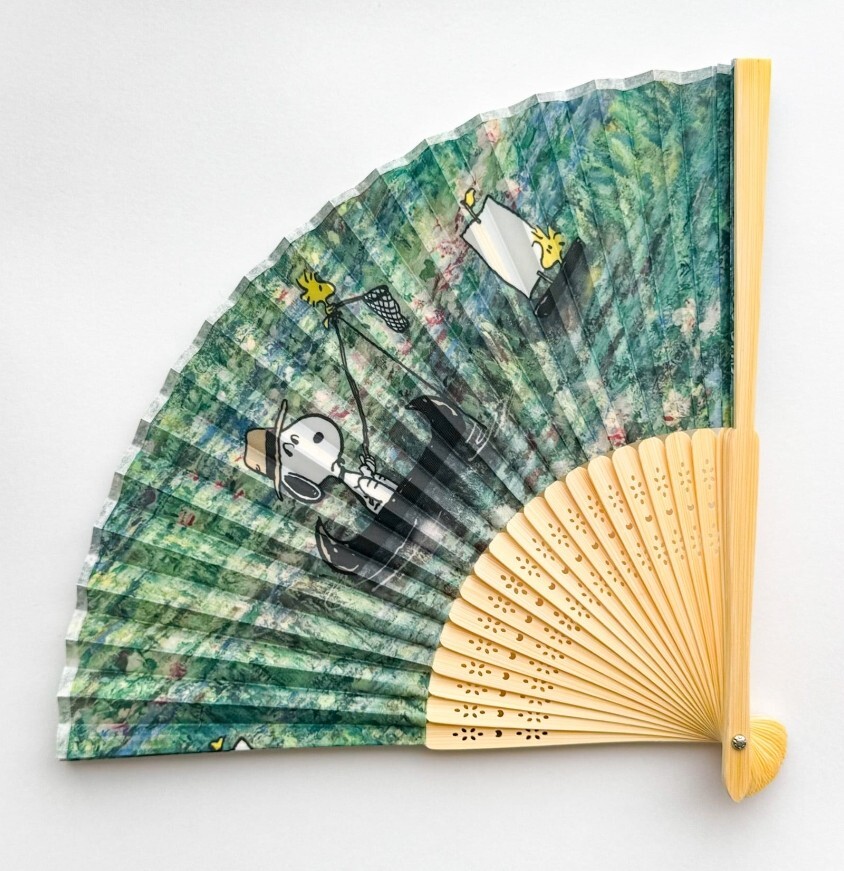 スヌーピー　扇子　モネ　睡蓮の池