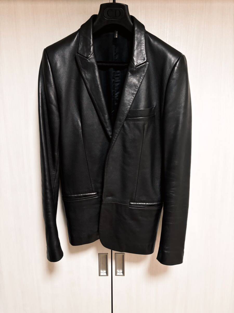 【幻06awレザー】ディオールオム Diorhomme These Gray Days レザーチューブジャケット 1B 44 国内購入正規 エディ セリーヌ サンローラン