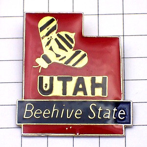 ピンバッジ?ユタ州アメリカ地図型ミツバチ蜜蜂/USA UTAH STATE MAP◆フランス限定ピンズ◆レアなヴィンテージものピンバッチ