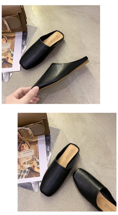  lady's pumps mules shoes heel none .... Flat soft interior put on footwear soft 22.5cm(35) black 