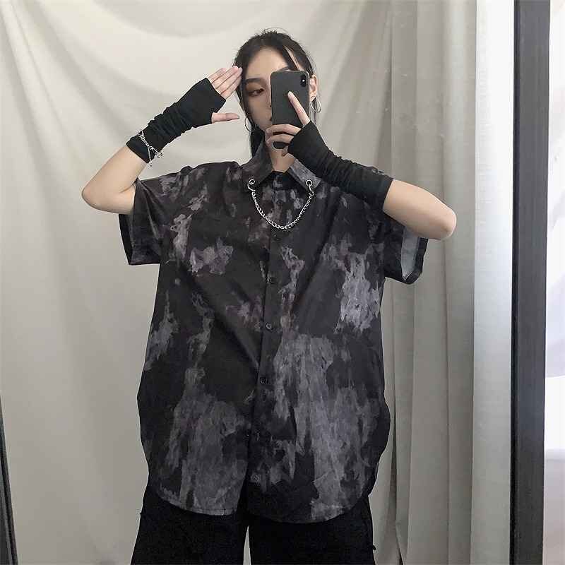  short sleeves shirt short sleeves blouse casual simple autumn winter L black 