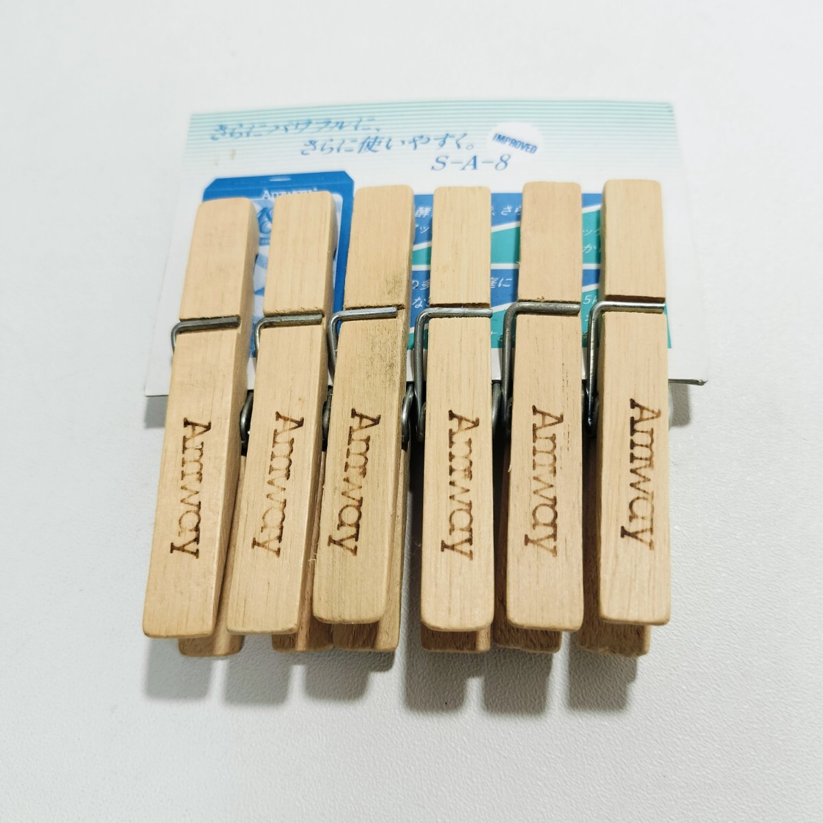 日本Amway 日本アムウェイ ラミンの木 木制 洗濯バサミ 6點セット 未使用品 現(xiàn)狀品 [洗濯ばさみ グッズ]