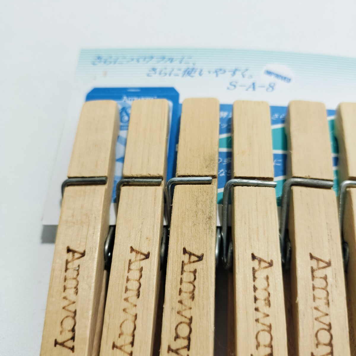 日本Amway 日本アムウェイ ラミンの木 木制 洗濯バサミ 6點セット 未使用品 現(xiàn)狀品 [洗濯ばさみ グッズ]