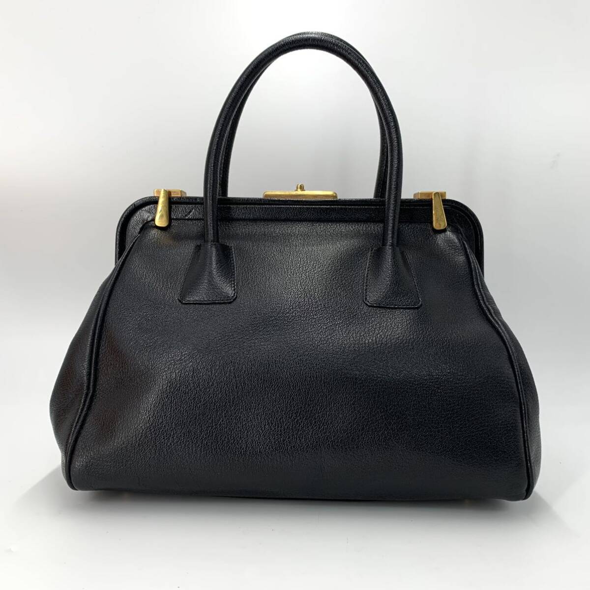 極美品】PRADAプラダハンドバッグオールレザーブラック