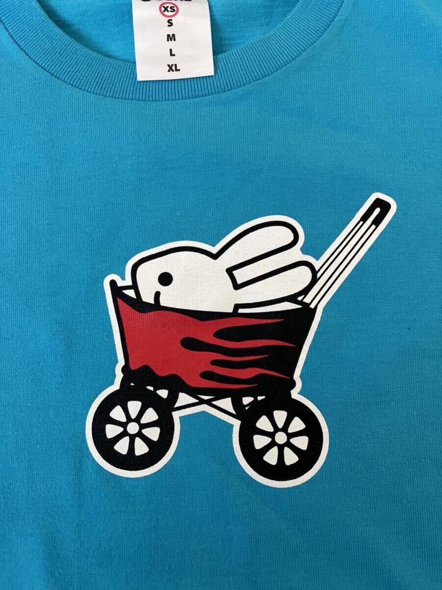 ★【USED】CUNE Tシャツ 乳母車うさぎ 水色?XSサイズ?未著用