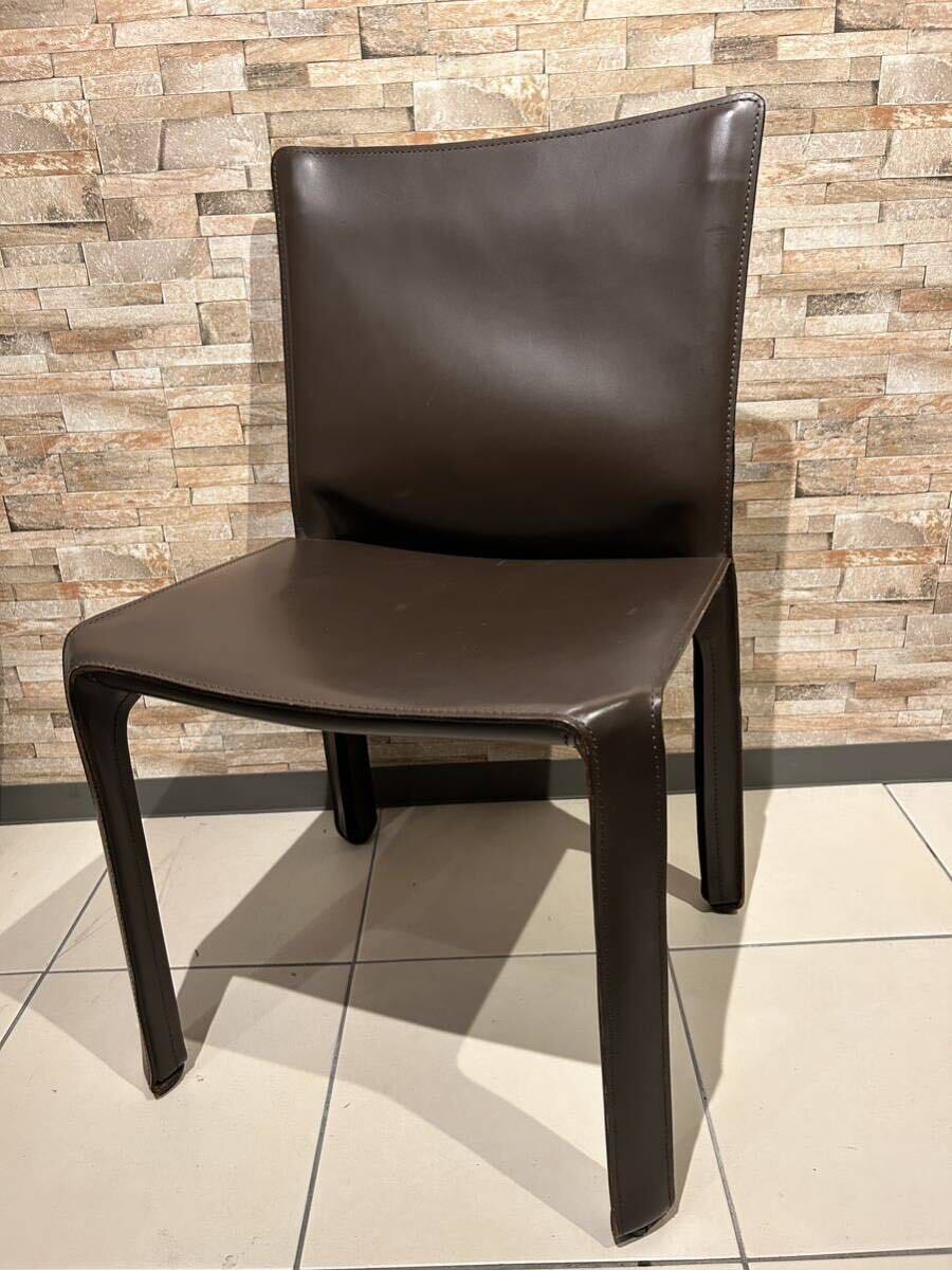 01164 Cassina / カッシーナ 412CABチェア　アームレスチェア　レザー　MARIO BELLINI （マリオ・ベリーニ）　展示品