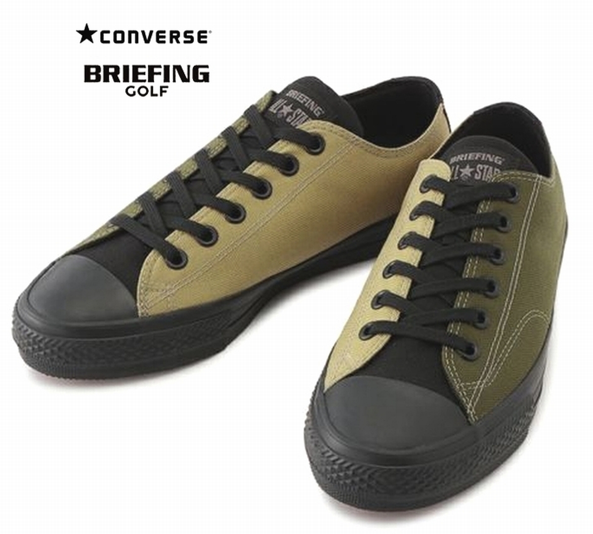新品 コンバース オールスター ブリーフィング コラボ ゴルフシューズ 25.5cm カーキ×ベージュ BRIEFING CONVERSE GOLF