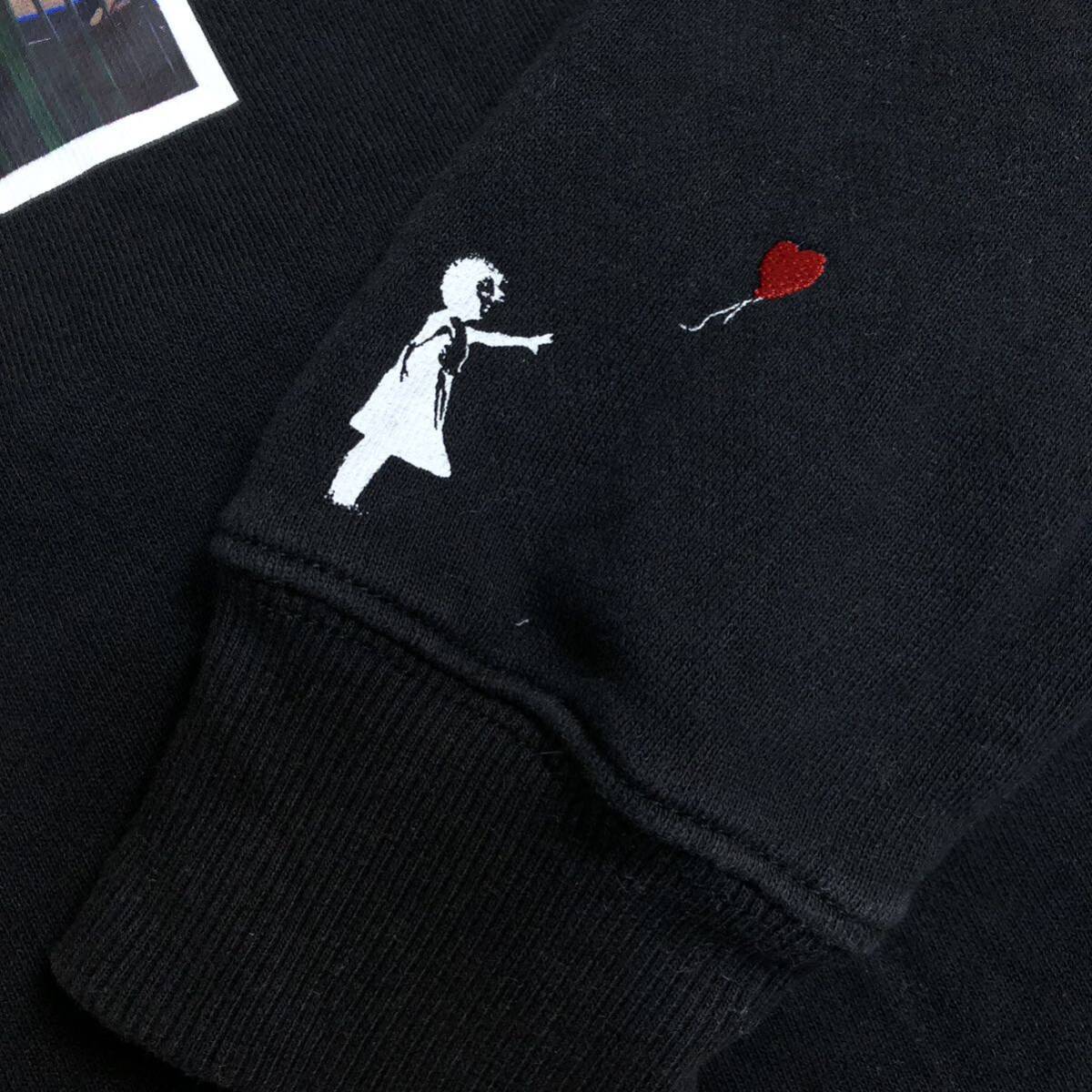 【人気】BRANDALISED バンクシー アートプリントスウェット トレーナー メンズ Mサイズ ブラック 古着 Z-29_画像4