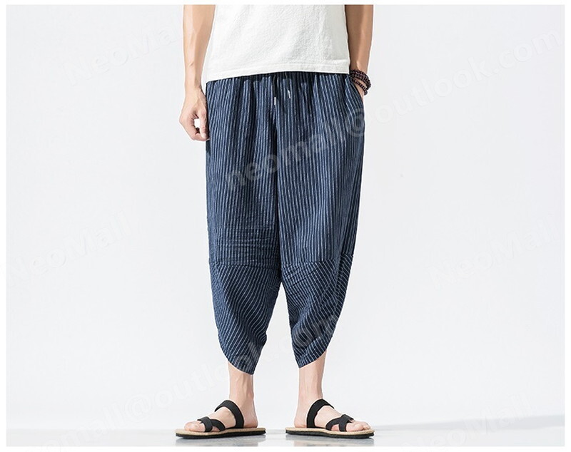 o bargain * men's sarouel pants blue M casual hip-hop 7 minute height sweat plain pocket attaching all season [063]