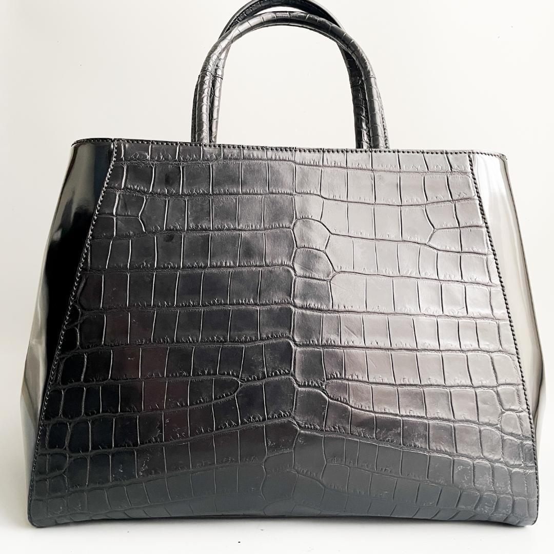 極美品 FENDI フェンディ トート バッグ クロコ レザー ブラック 極美品 FENDI フェンディ トート バッグ クロコ レザー ブラック