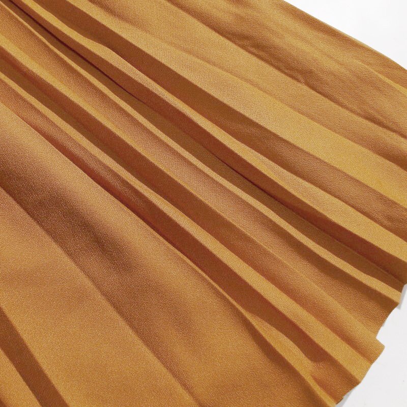 美品 スープ SOUP 株) ワールド 合物 ポリエステル 膝下丈 プリーツスカート 9号 イエロー 黄色 プリーツフレアスカート スカート 渋い_画像2