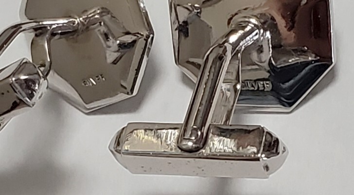 SILVER　シルバー刻印　真珠　パール　貝殻　カフスボタン　メンズ　9ｇ　美品_画像5