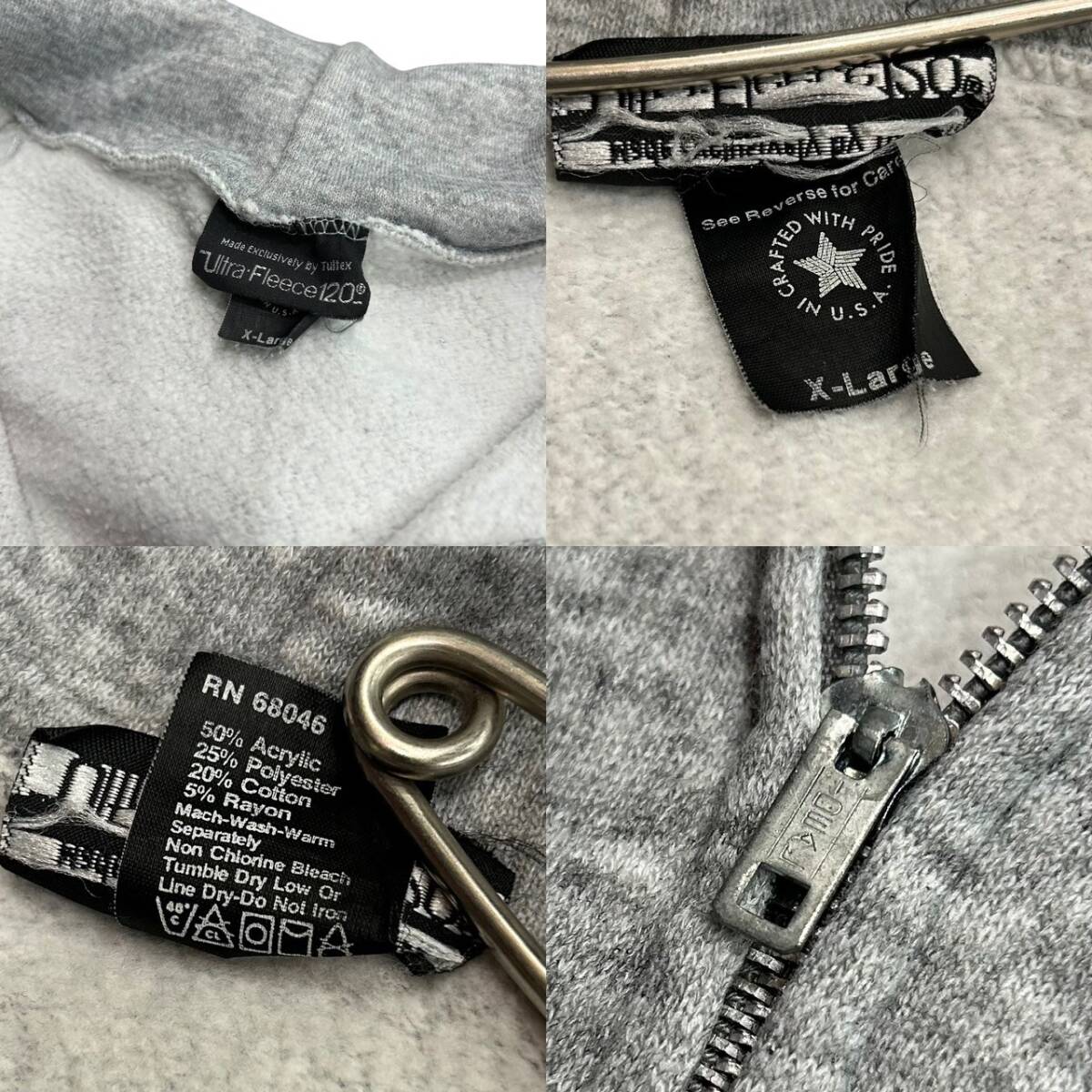 80s ビンテージ Tultex スウェット ジップパーカー XL グレー 80s ビンテージ Tultex スウェット ジップパーカー XL グレー