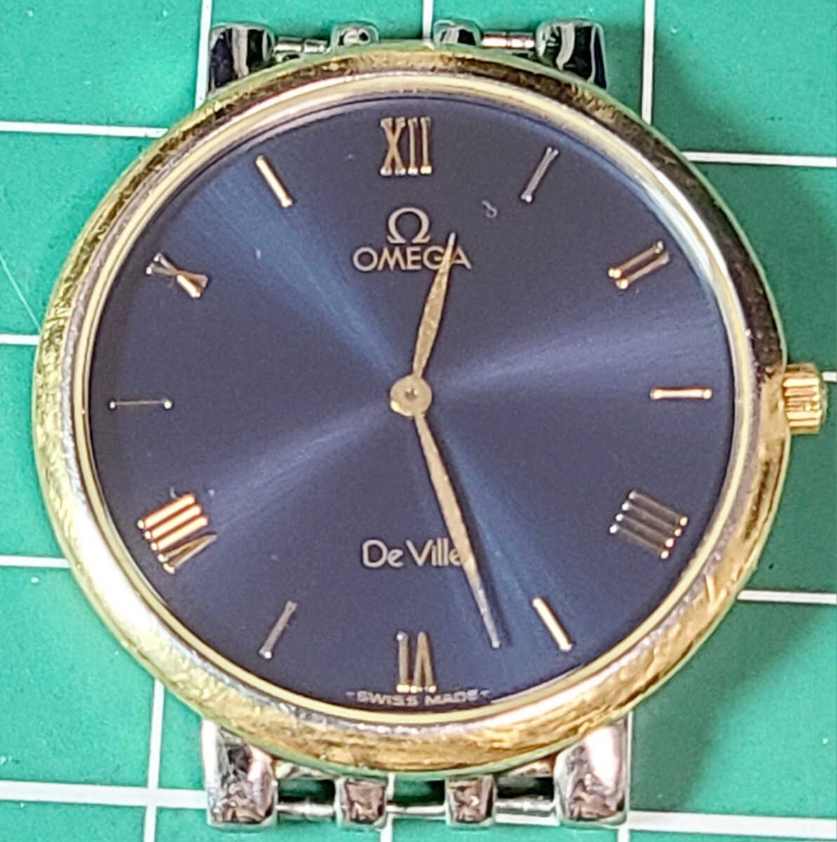 OMEGA　オメガ　デビル　メンズ　青文字盤　稼働　トップのみ　K18YGベゼル