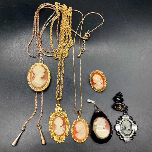 カメオ作家作品 ヴィンテージ❤️ ブローチ ピンブローチ ネックレストップ❤️ カメオブローチ カメオペンダント ペンダントトップ