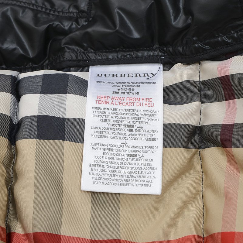  Burberry down jacket fur hood black Kids girls 10Y brand piece 