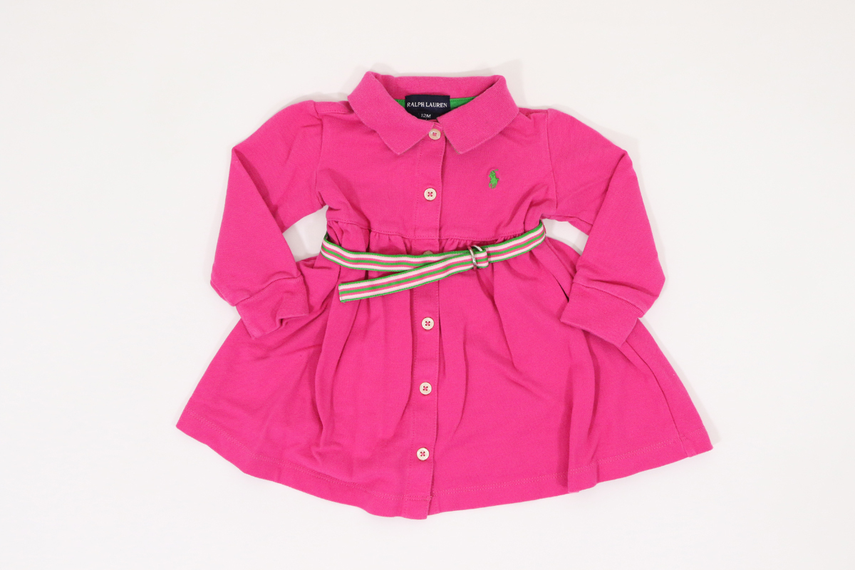 古着 K625 12Mサイズ ワンピース 子供 キッズ 女の子 鹿の子 polo ポロ ラルフローレン USA 半袖 長袖 チェック ボーダー