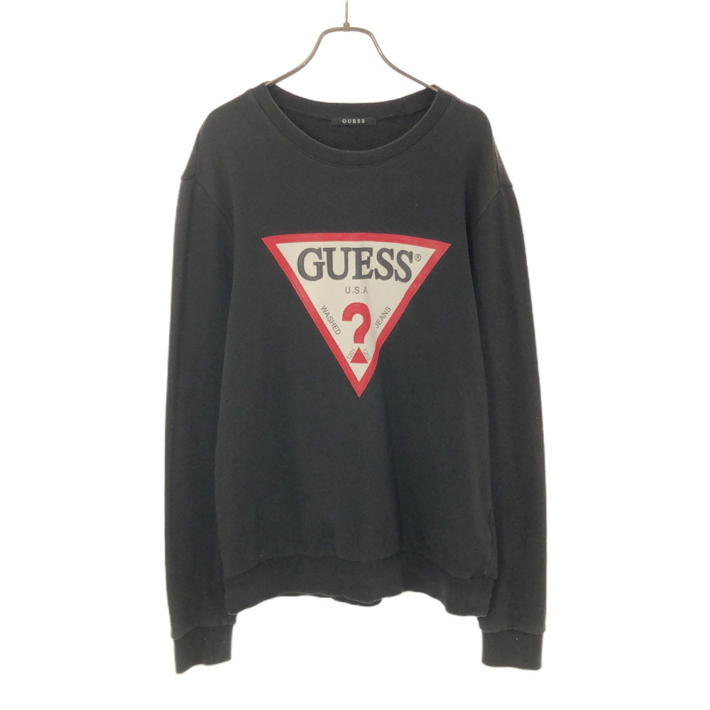  Guess Logo принт длинный рукав тренировочный футболка M черный Guess мужской 