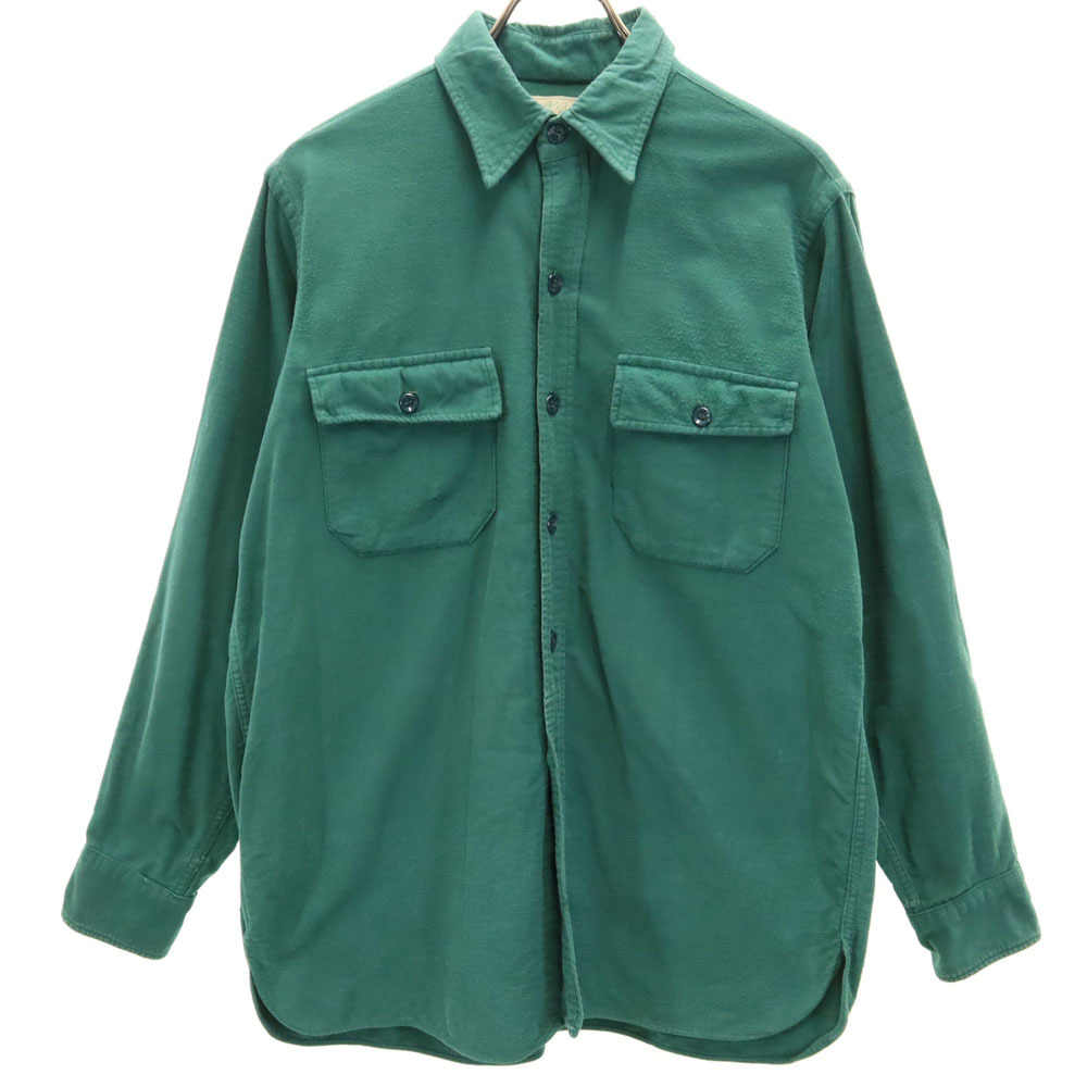 優先配送 16 ワークシャツ 長袖 シャモア 筆記体タグ ヴィンテージ 70s エルエルビーン グリーン レディース L.L.Bean 女性用