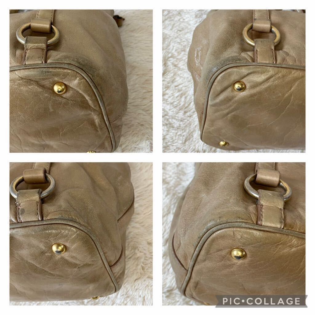 Miu Miu ブラウン レザー 2way ハンドバッグ