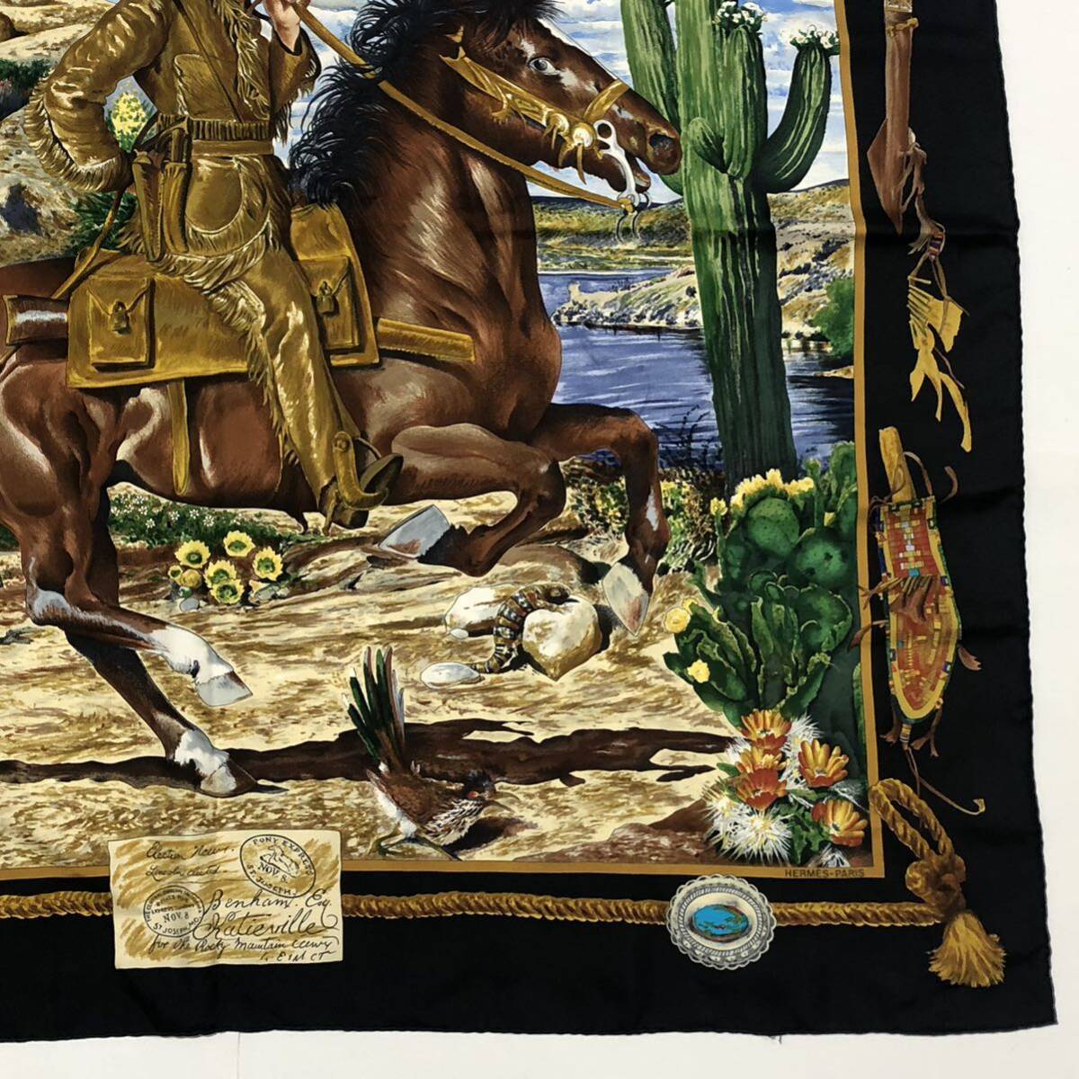 レア 美品 HERMES スカーフ カレ 90 The Pony Express エルメス レア 美品 HERMES スカーフ カレ 90 The Pony Express エルメス
