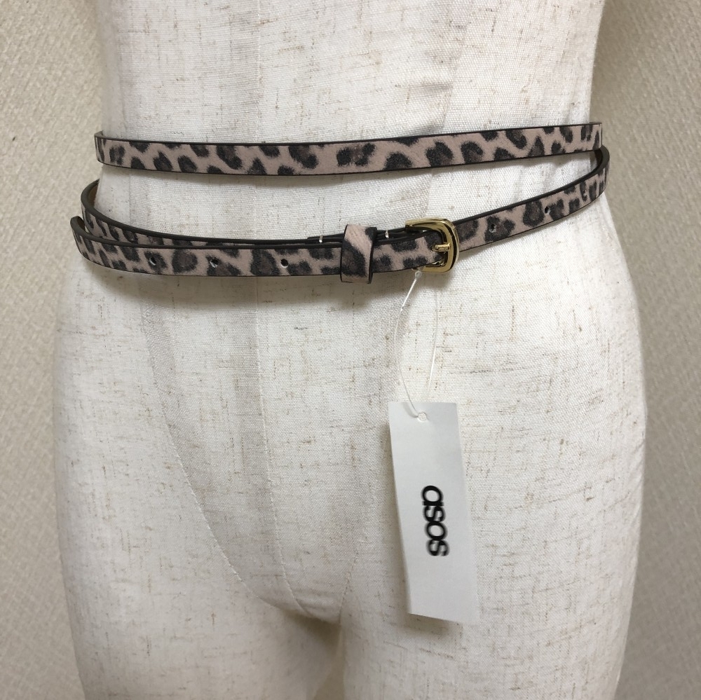 asos レディース ベルト 大きいサイズ フェイクレザー 細(xì)ベルト スキニーベルト ブラウン ハラコファー風(fēng)