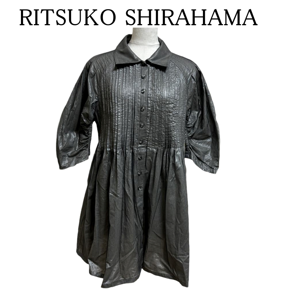 RITSUKO SHIRAHAMA リツコシラハマ レディース ブラウス 5分袖 シルバー ラメ L