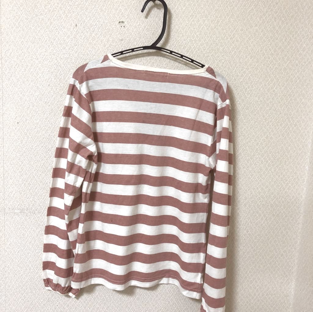 子ども服 女の子 春服 通學(xué)服 IKKA 長袖 ロンT Tシャツ ボーダー カットソー 140 ピンク