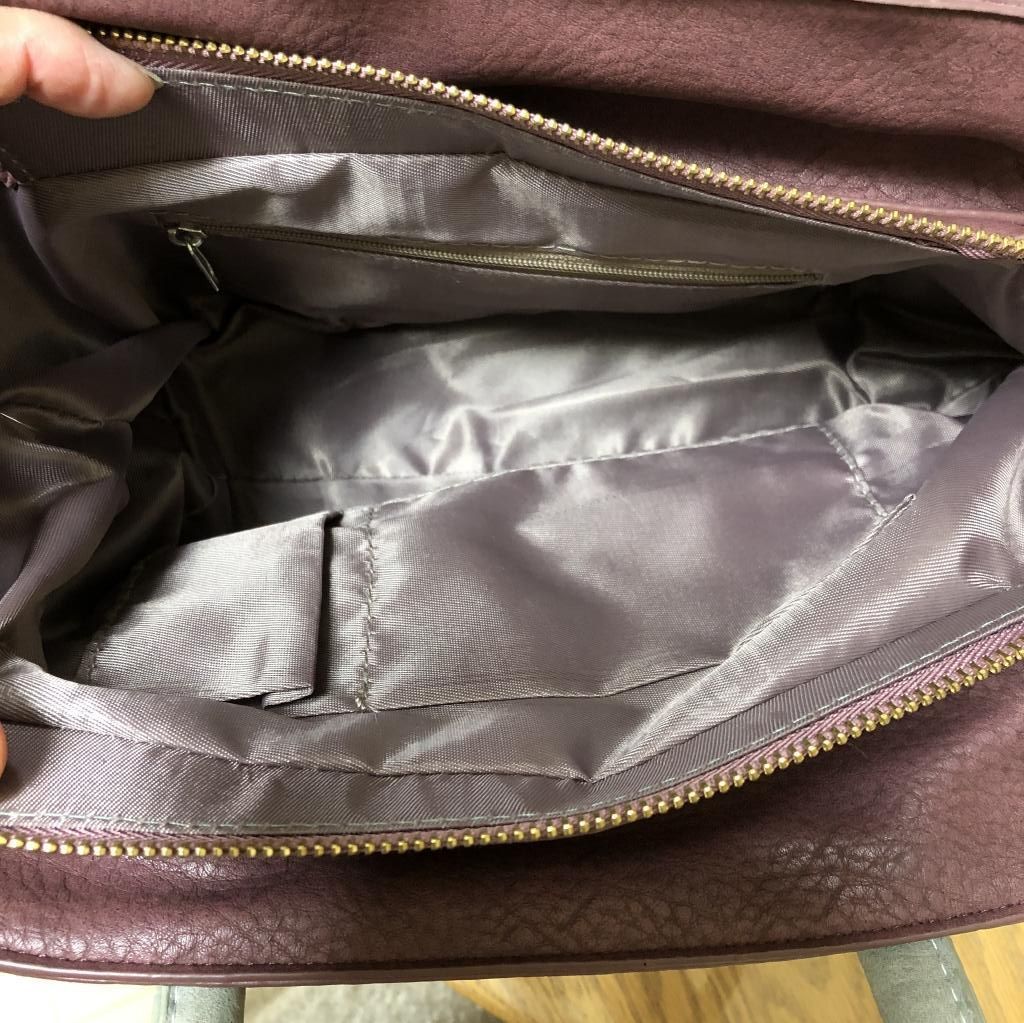ボンボンファー レディース ハンドバッグ レザー えんじ グレー