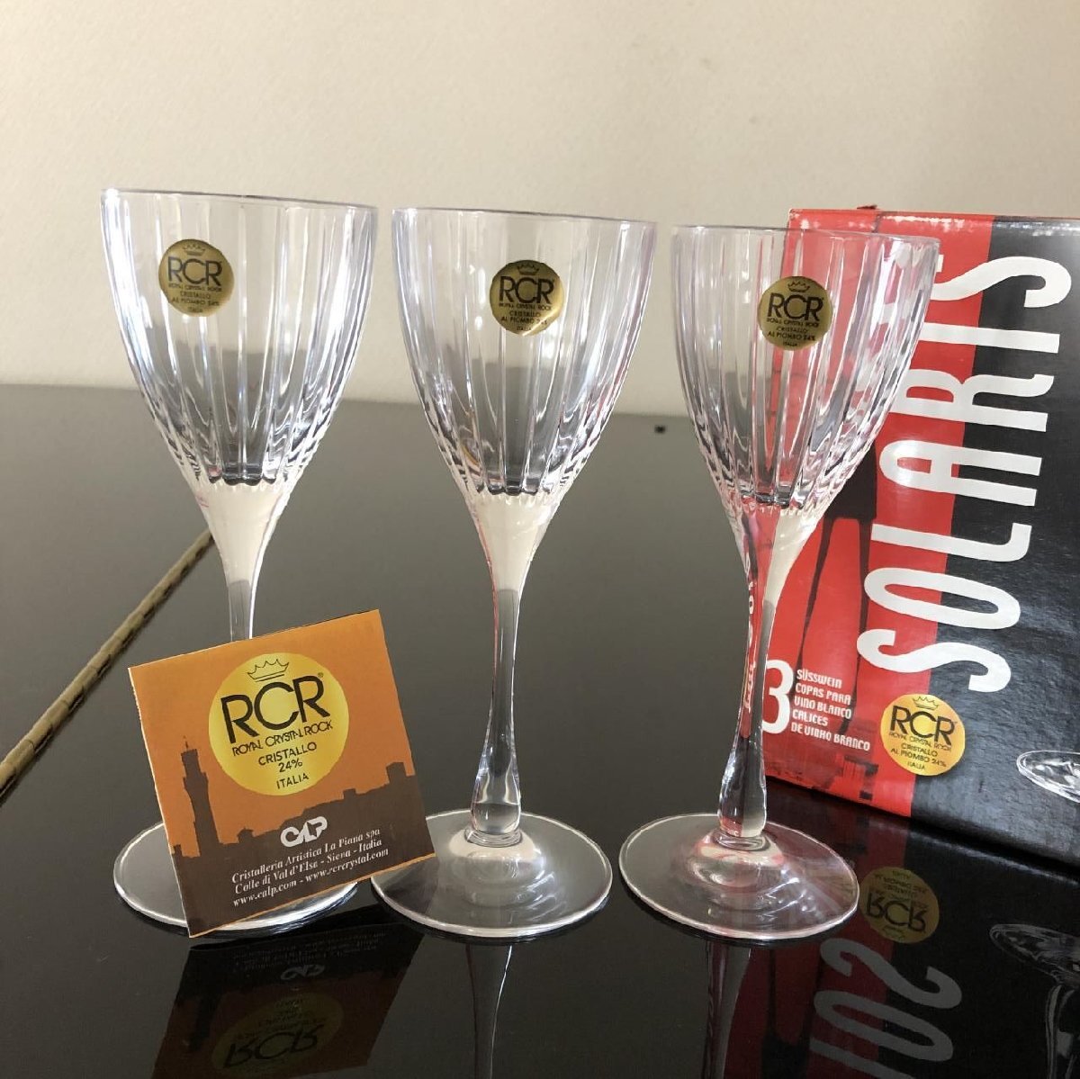 高級食器 SOLARIS ソラリス RCR クリスタル ワイングラス 3個セット 石塚硝子 レトロ ビンテージ