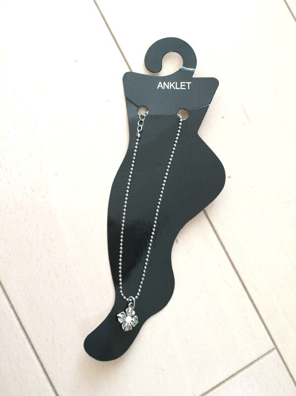 アンクレット レディース 花 フラワー ジルコニア チャーム付き シルバー