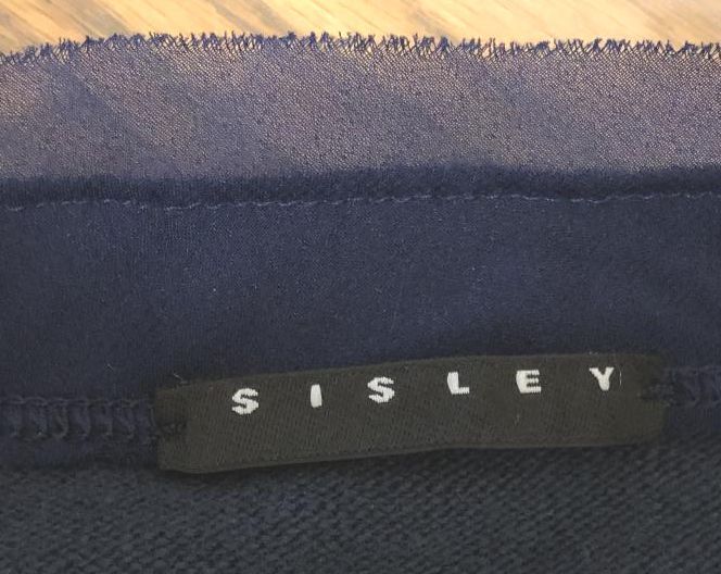 sisley シスレー 洗える ニットカーディガン クルーネック シフォンフリル ネイビー XS 冷房対策