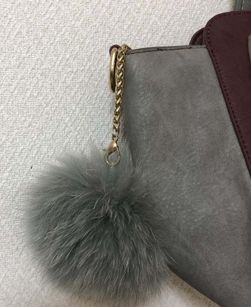 ボンボンファー レディース ハンドバッグ レザー えんじ グレー