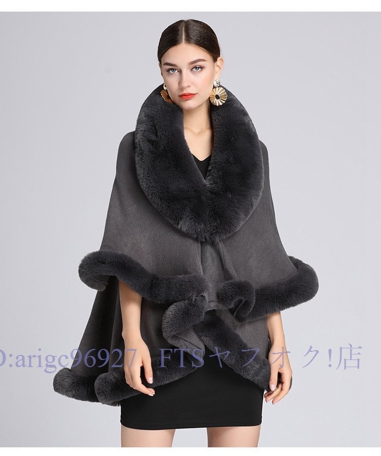 A6497* new goods winter new goods soft poncho coat lady's mantle coat high class on goods fake fur cashmere knitted cardigan black 