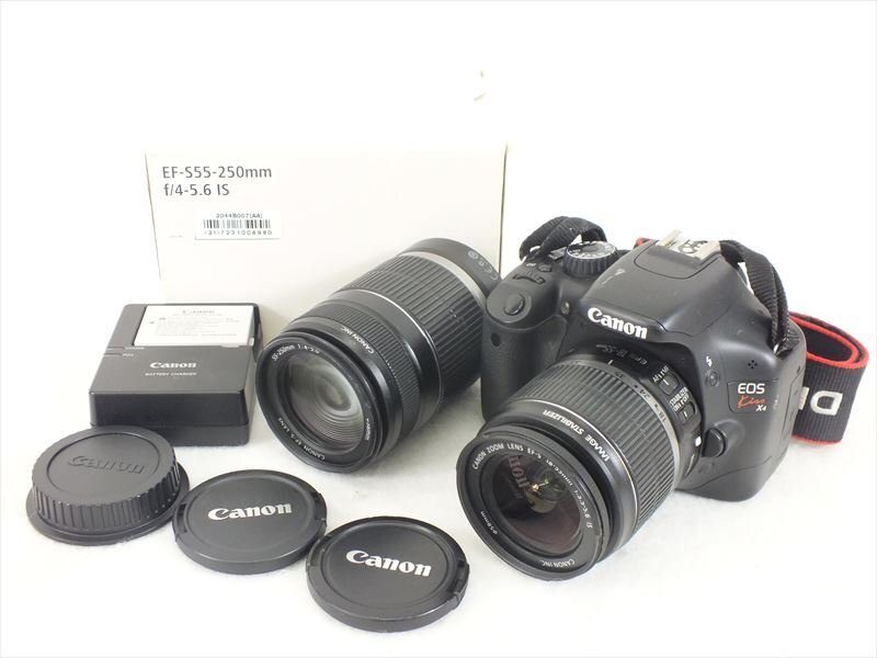 ♪ Canon キャノン EOS Kiss X4 デジタル一眼レフ 18-55mm 1:3.5-5.6 55-250mm 1:4-5.6 シャッター切れOK 中古 現状品 240911F5688