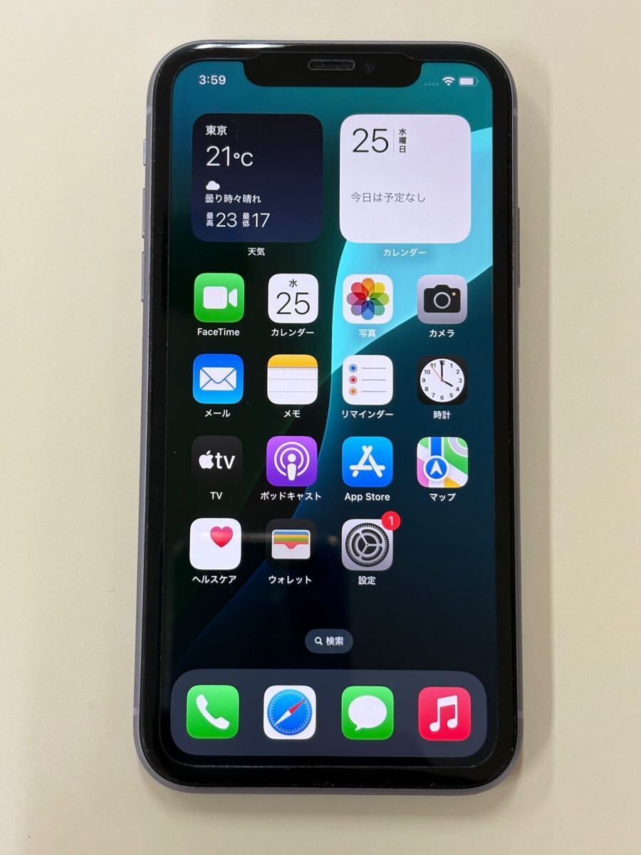 ★アップル★Apple★iPhone11★64GB★パープル★バッテリー80％★元箱・付属品揃★MWLX2J/A★SIMフリー★ガラスフィルム付属★美品★